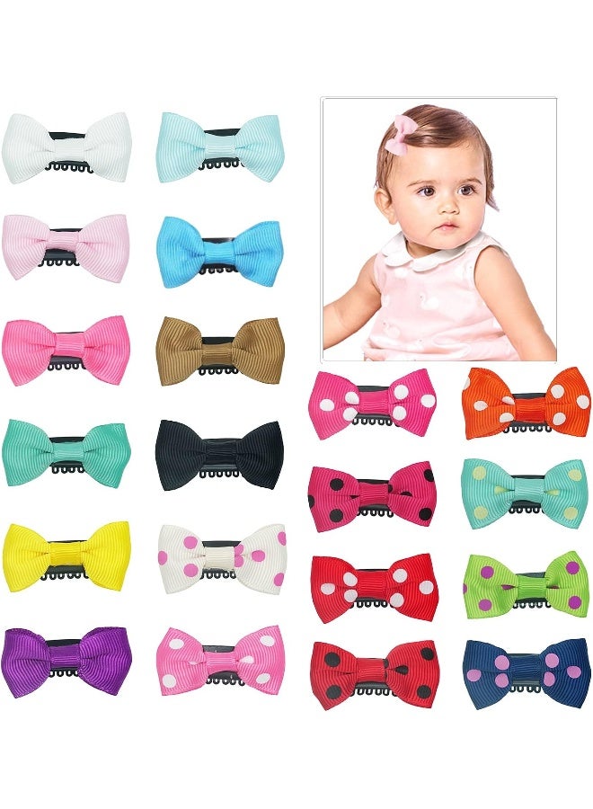 CellElection 20 Pack Handmade Tiny Hair Clips for Baby Fine Hair 1.75 Inch Mini Grosgrain Ribbon Hair Bows Snap Hair Clips Barrettes Hair Accessories For Baby Girls Newborn Infant Toddlers - Image 1