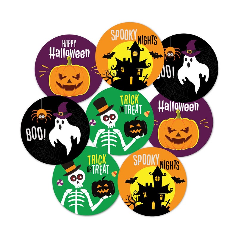 weRevel Halloween Party Stickers 40 Count 2 Inches Round 4 Unique Designs