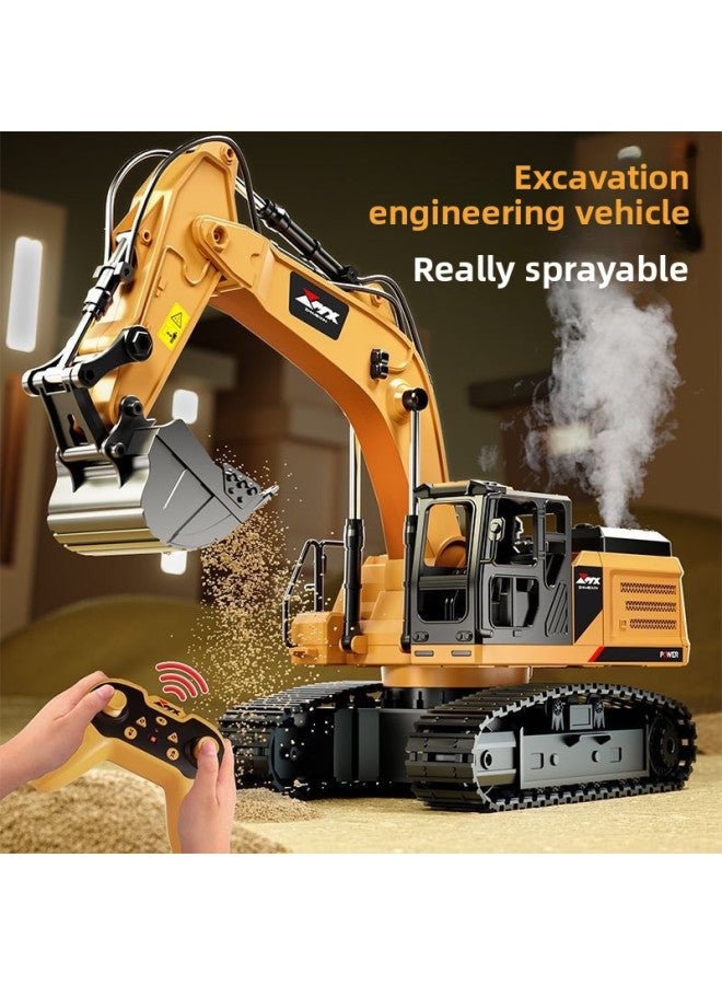 Super Large Remote Control Excavator Boy Toy Car Alloy Engineering Children's Electric Excavator Excavator Large-Color:[12-way Large Alloy Spray] Remote Control Excavator [blue] 3 Sets Of Rechargeable Batteries