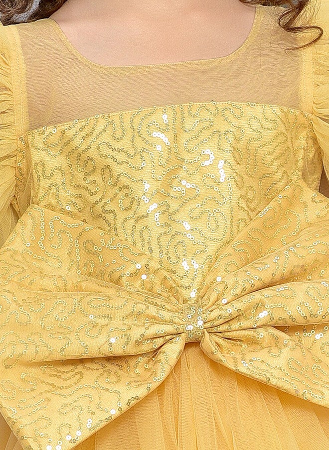PinkChick Yellow Fit & Flare Dress for Girls - Image 2