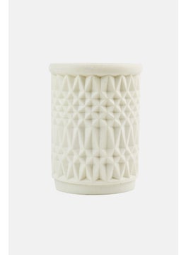 Ceramic Waffle Weave Tooth Brush Holder, White