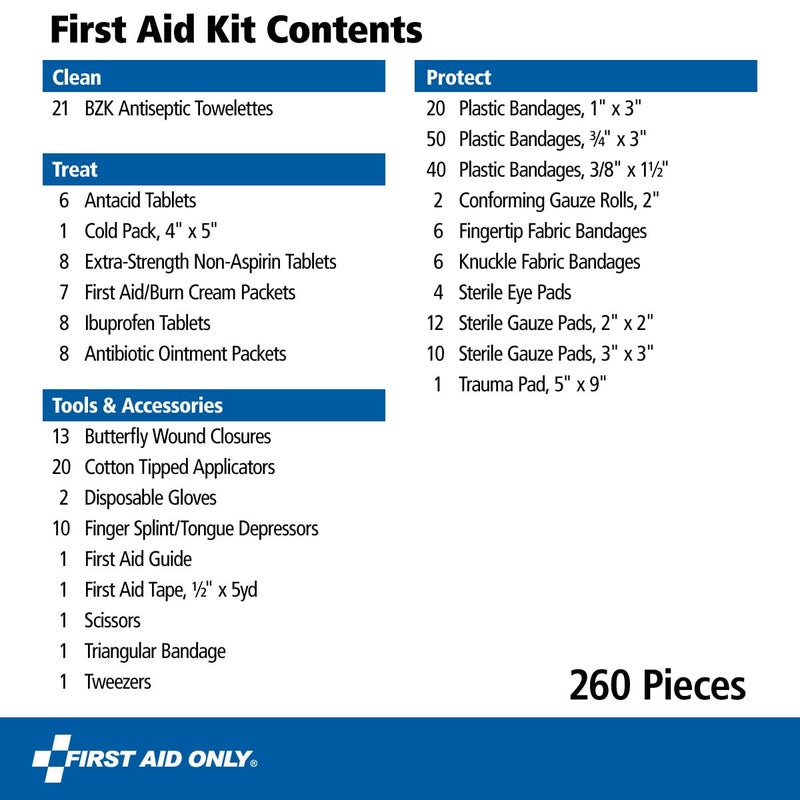 First Aid Only 91248 OSHACompliant First Aid Kit AllPurpose 50Person Emergency First Aid Kit for Business Worksite Home and Car 260 Pieces - Image 2