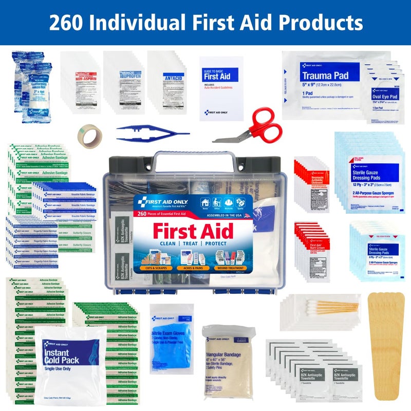 First Aid Only 91248 OSHACompliant First Aid Kit AllPurpose 50Person Emergency First Aid Kit for Business Worksite Home and Car 260 Pieces - Image 3