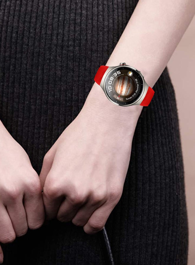 CATANES Silicone Watch Band 22mm Sport Band Compatible with Huawei Watch 4 Pro Strap Replacement Wristbands Soft and Durable Red - Image 2