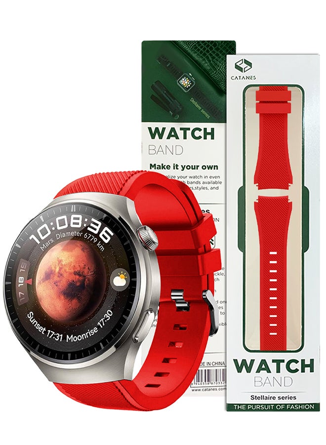 CATANES Silicone Watch Band 22mm Sport Band Compatible with Huawei Watch 4 Pro Strap Replacement Wristbands Soft and Durable Red - Image 4