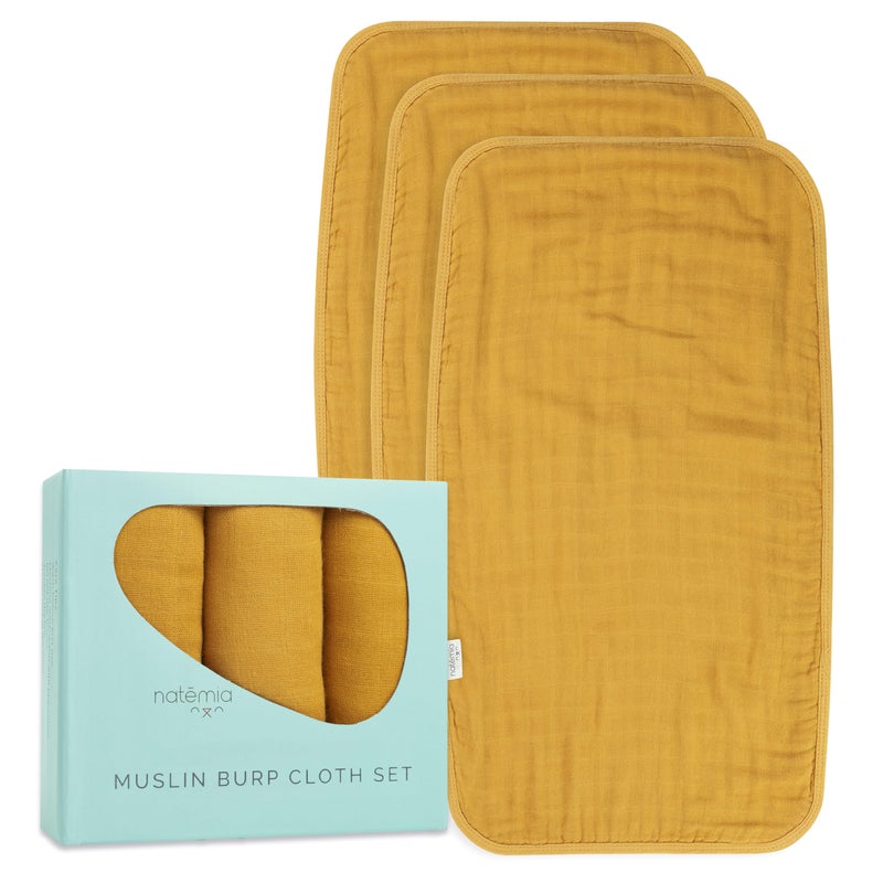 Natemia Muslin Burp Cloths for Baby Boys and Girls Super Absorbent Baby Burp Cloths Viscose Derived from Bamboo Cotton Baby Washcloths 3Pack Neutral Burp Cloths for Newborn 21 x 11