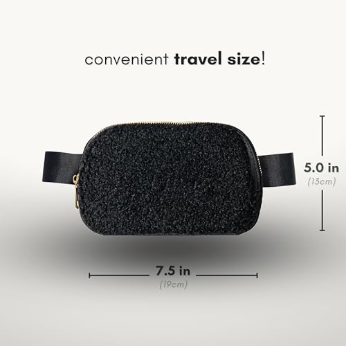 CITRUSY Boutique Fleece Belt Bag | Sherpa Crossbody Bag Fanny Pack for Women Fashionable | Everywhere Waist Pack | Small Fashion Travel Chest Bag (Extended Strap Length, Black Fleece) - Image 3