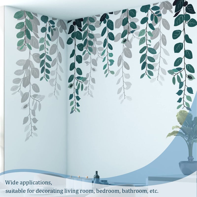 VePret Green Hanging String of Eucalyptus Wall Decals Peel and Stick, Large Plants Leaf Vinyl Wall Stickers, Removable Vine Home Decor Art for Bedroom Living Room Classroom Office - Image 4