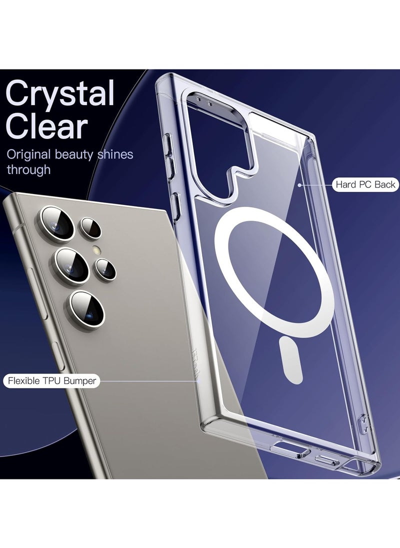 URBBKING - Magnetic Case for Samsung Galaxy S24 Ultra 5G, Compatible with MagSafe, Shockproof Protective Phone Cover, Non-Yellowing Hard Clear PC Back (Clear) - Image 1
