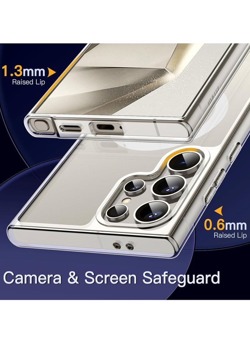 URBBKING - Magnetic Case for Samsung Galaxy S24 Ultra 5G, Compatible with MagSafe, Shockproof Protective Phone Cover, Non-Yellowing Hard Clear PC Back (Clear) - Image 1