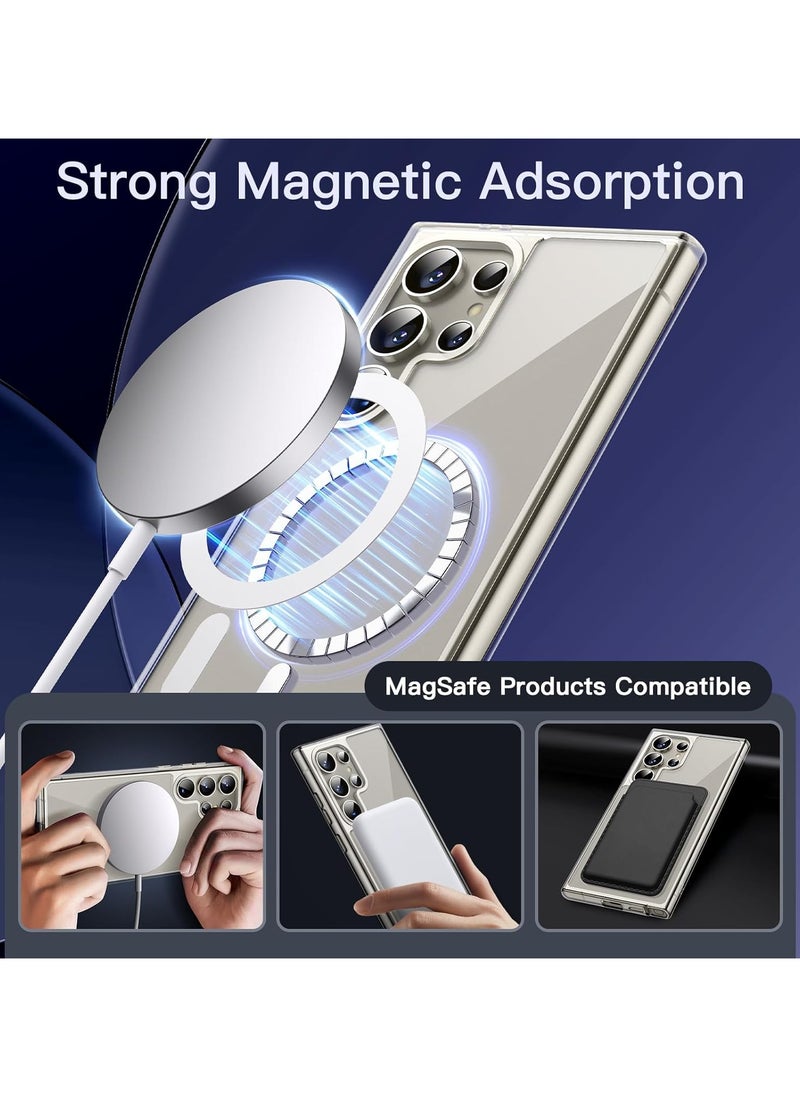 URBBKING - Magnetic Case for Samsung Galaxy S24 Ultra 5G, Compatible with MagSafe, Shockproof Protective Phone Cover, Non-Yellowing Hard Clear PC Back (Clear) - Image 1