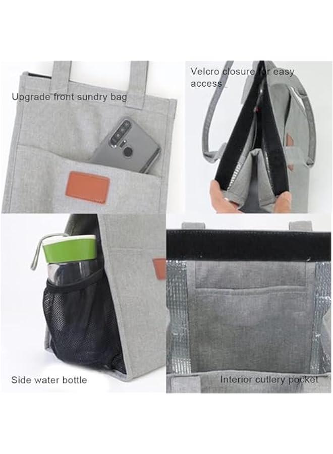 HOOKOR Insulated Lunch Bag for Women Men Kids, Reusable Insulated Lunch Bag, Leakproof Simple Bento Lunch Tote, High Capacity Lunch Tote Bags for Office, Work, School, Picnic or Travel (Grey) - Image 5