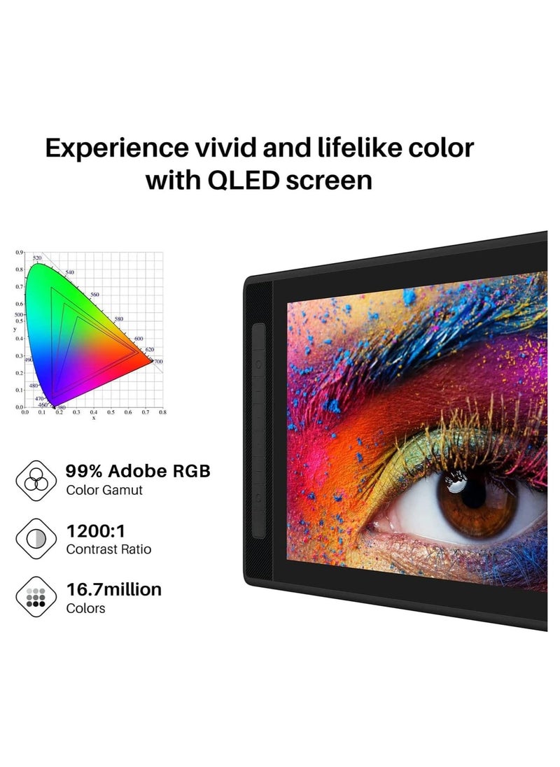 HUION Kamvas Pro 16 2.5K QHD Drawing Tablet – 15.8" QLED Pen Display with Full Lamination, Battery-Free Stylus  - Image 4
