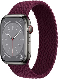 49/45/42/44mm Solo Loop Fabric Braided Rubber Band For Apple Watch Series 8/1/2/3/4/5/6/7 (Large, Wine Red)