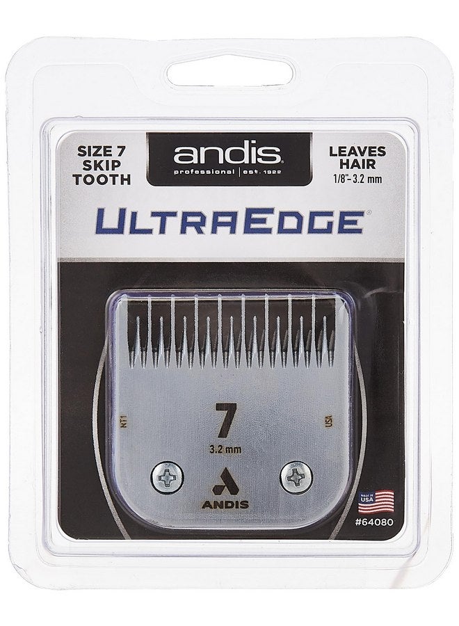 Andis - 64080, Ultra Edge Dog Clipper Blade - Made From High-Carbon Steel With Extended Edge Life, Includes Size-7 Skip Tooth, Harder Cutting Surface With Sharp Edge - 1/8-Inch Cut Length, Chrome - Image 1