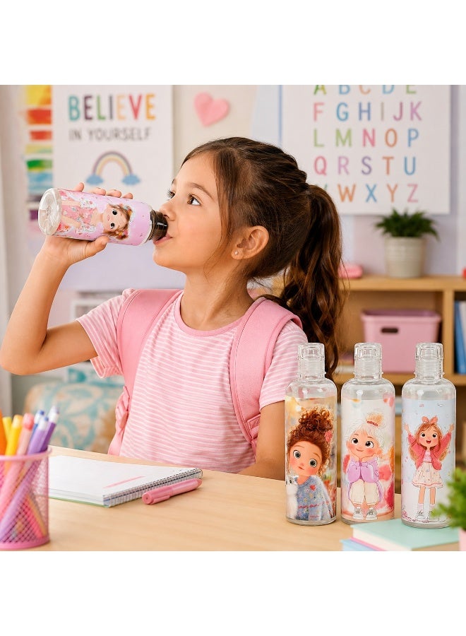 First Choice زمزمية مياه رياضية شفافة بتصميم كيوت للبنات والمدارس، زجاجة شرب مانعة للتسرب بتشكيلة رسومات عصرية، قطعة واحدة - First Choice - Image 1