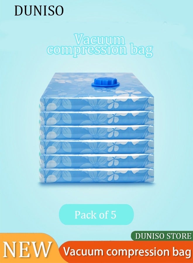 5 Pack of Vacuum Compression Bag，Double Zip Seal Special-Grip Clip，Reusable Vacuum Compression Bags for Clothes, Quilt, Mattresses, Blankets, Duvets, Pillows，Travel  - Image 1