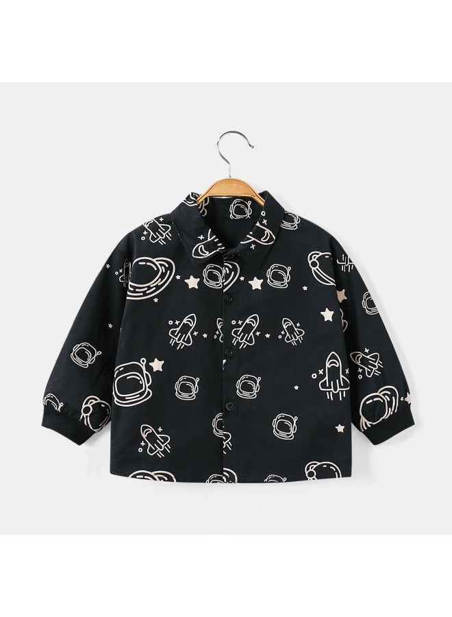 Boys' Autumn Casual Pure Cotton Shirt Children's Versatile Trendy Cool Shirt Top - Image 3