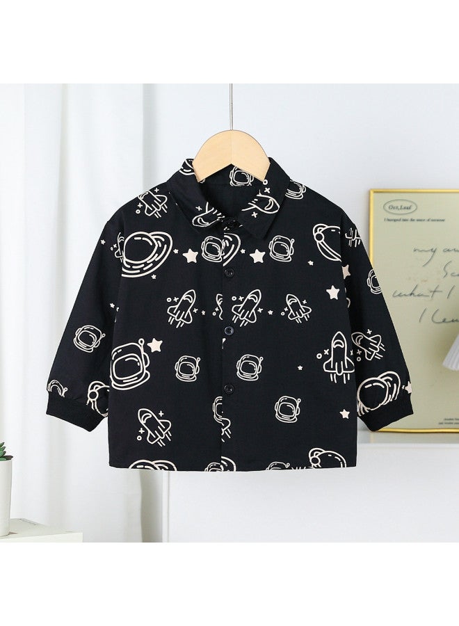 Boys' Autumn Casual Pure Cotton Shirt Children's Versatile Trendy Cool Shirt Top - Image 2