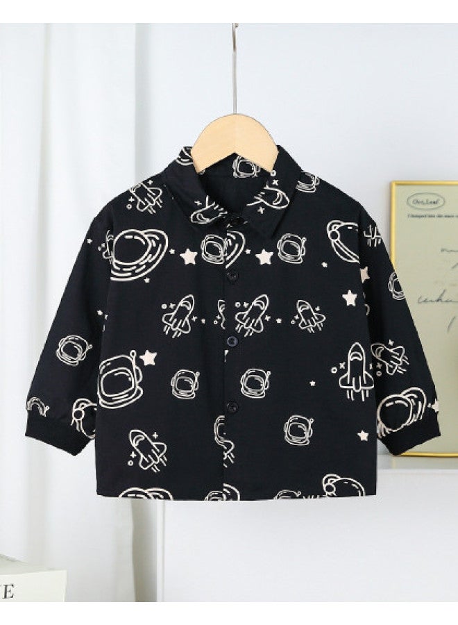 Boys' Autumn Casual Pure Cotton Shirt Children's Versatile Trendy Cool Shirt Top - Image 1