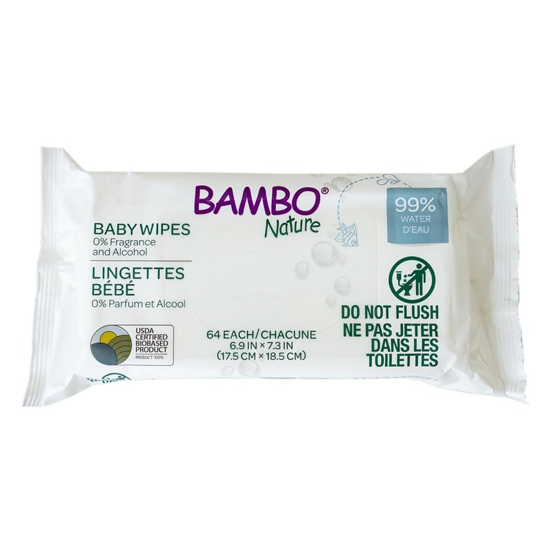 BAMBO NATURE مناديل بامبو ناتشر المعتمدة من وزارة الزراعة الأمريكية 64 قطعة - Image 1