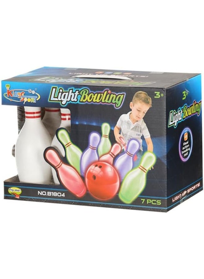 Bowling Set for Children, 6 Colored LED Pins, 1 Red Ball - Image 2