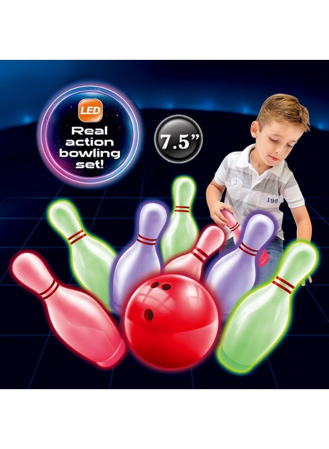 Bowling Set for Children, 6 Colored LED Pins, 1 Red Ball - Image 3