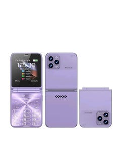 Hope 4 SIM Card Flip Mobile Phone, 2G GSM Cell Phone with Call Recording, Speed Dial, FM Radio, Magic Voice, Torch, Type-C Charging | 180° Foldable Cellphone for Elderly & Travelers Purple  - Image 1