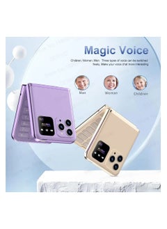Hope 4 SIM Card Flip Mobile Phone, 2G GSM Cell Phone with Call Recording, Speed Dial, FM Radio, Magic Voice, Torch, Type-C Charging | 180° Foldable Cellphone for Elderly & Travelers Purple  - Image 3