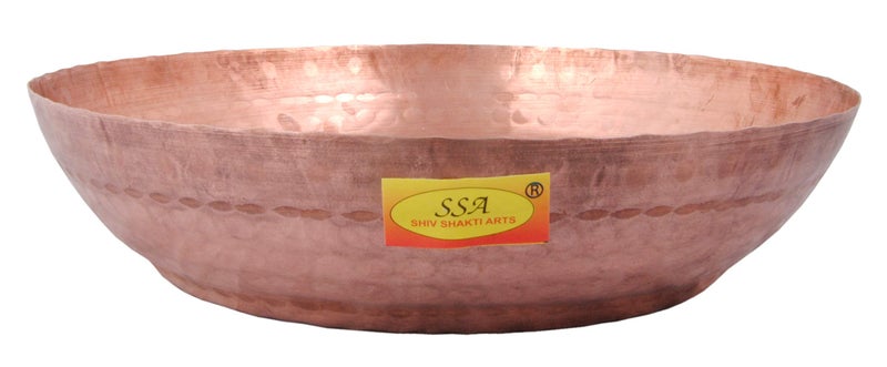 SHIV SHAKTI ARTS شيف شاكتي آرتس ® حوض لادو غوبال من النحاس النقي، توكري، برات، طبق - مصمم - كبير، 10 بوصة. - Image 2