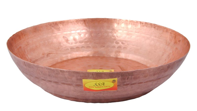 SHIV SHAKTI ARTS شيف شاكتي آرتس ® حوض لادو غوبال من النحاس النقي، توكري، برات، طبق - مصمم - كبير، 10 بوصة. - Image 1