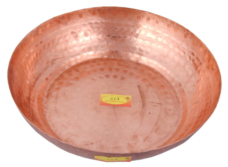 SHIV SHAKTI ARTS شيف شاكتي آرتس ® حوض لادو غوبال من النحاس النقي، توكري، برات، طبق - مصمم - كبير، 10 بوصة. - Image 3