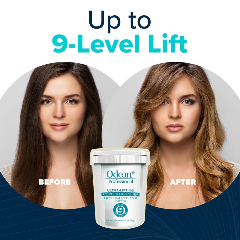 Odeon Professional Ultra-Lifting Powder Lightener â€“ Hair Bleach Lifts Up to 9 Levels | Dust-Free Formula for Balayage, Highlights & Full Bleach â€“ Trial Size - Image 3
