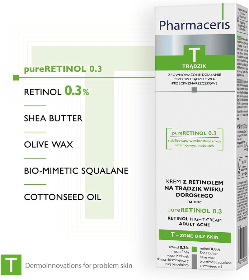Pharmaceris كريم الليل ريتينول من فارمسييريس T 0.3% للبشرة الدهنية والمعرضة لحب الشباب - 40 مل - Image 4