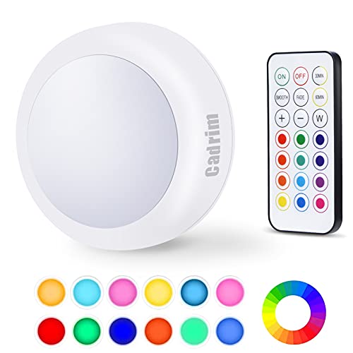 Cadrim Puck Lights - LED Color Changing, Dimmable Under Cabinet Lights with Wireless Remote Controls for Kitchen (1 Pack) - Image 1