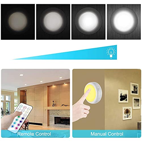 Cadrim Puck Lights - LED Color Changing, Dimmable Under Cabinet Lights with Wireless Remote Controls for Kitchen (1 Pack) - Image 4