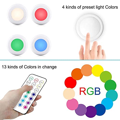Cadrim Puck Lights - LED Color Changing, Dimmable Under Cabinet Lights with Wireless Remote Controls for Kitchen (1 Pack) - Image 5