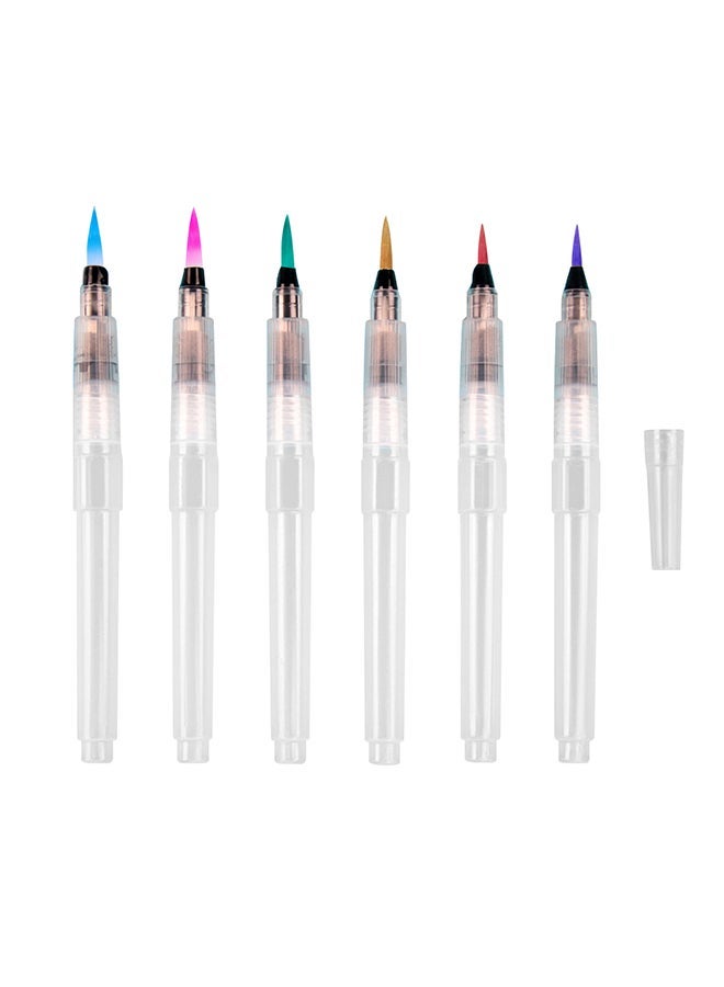 NIBEMINENT 7-Piece Watercolor Paint Brush And Cap Set Multicolour