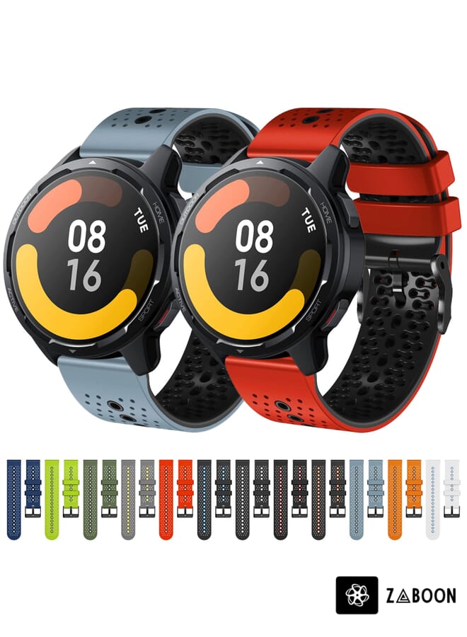 Zaboon Xiaomi MI Watch S1 Active 22mm Perated Two-Color Silicone Watch Band - Image 3