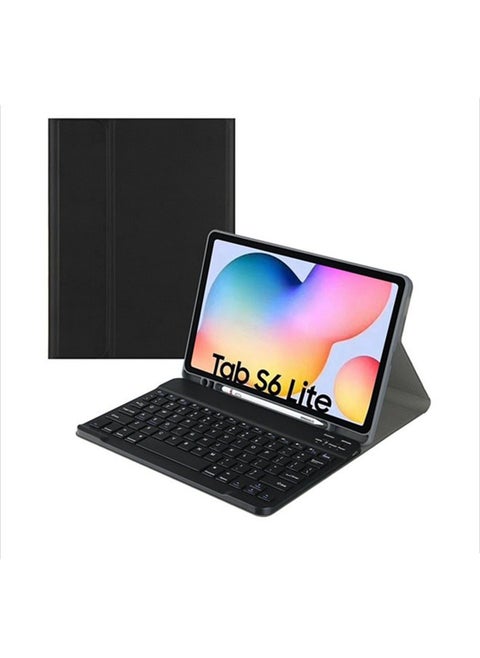 Samsung Galaxy Tab S6 Lite Case with Keyboard, Samsung Tab S6 Lite Case with Pen Holder and Detachable Keyboard for Galaxy Tab S6 Lite 10.4 Inch 2024/2022/2020, Black
