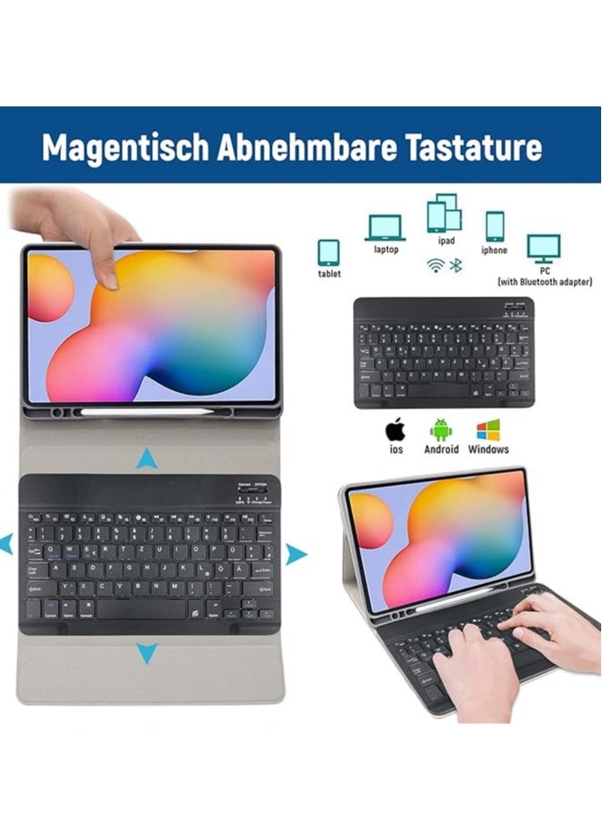General - Samsung Galaxy Tab S6 Lite Case with Keyboard, Samsung Tab S6 Lite Case with Pen Holder and Detachable Keyboard for Galaxy Tab S6 Lite 10.4 Inch 2024/2022/2020, Black - Image 1
