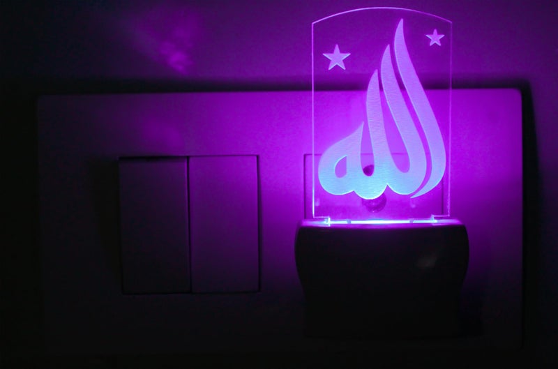 Somil 3D Illusion Effect Word Allah LED Night Lamp, Self Color Changing, Dia: 5 X 10 X 5 Cm - Image 3