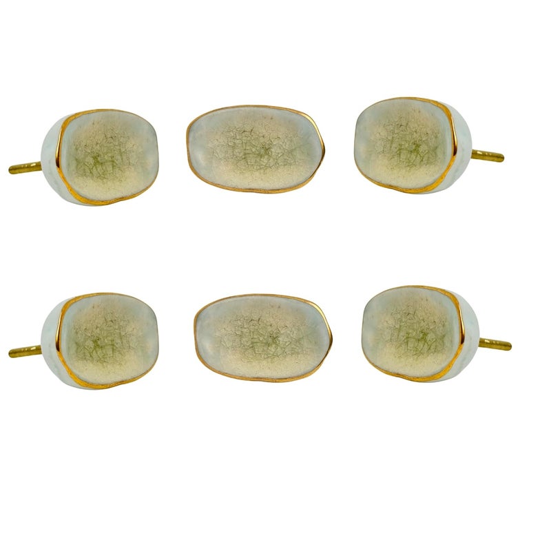 Perilla Home Set of 6 Kono Off White Ceramic Knob for Kitchen Cabinets Ceramic Handles and Pull Knob for Dresser Drawer Living Room Kitchen Bathroom Closet Cupboard Furniture - Image 2