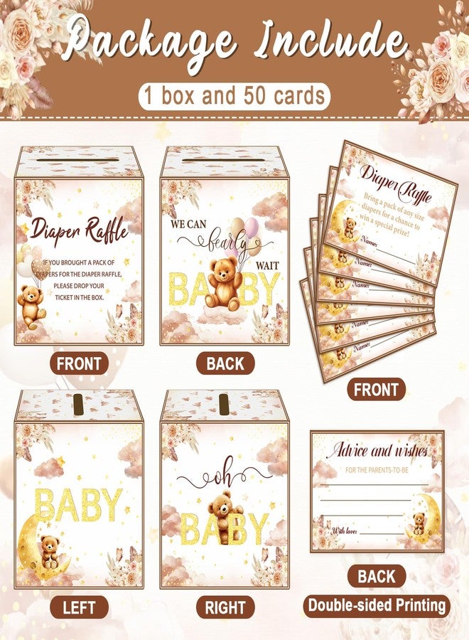 LANLISA Diaper Raffle Box with Tickets, We Can Bearly Wait Baby Shower Decorations, Bear Themed Baby Shower Decorations for Diaper Raffle Party Games - Image 2