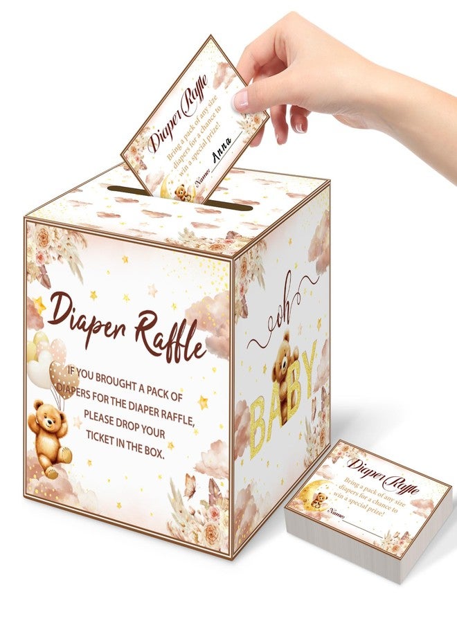 LANLISA Diaper Raffle Box with Tickets, We Can Bearly Wait Baby Shower Decorations, Bear Themed Baby Shower Decorations for Diaper Raffle Party Games - Image 1