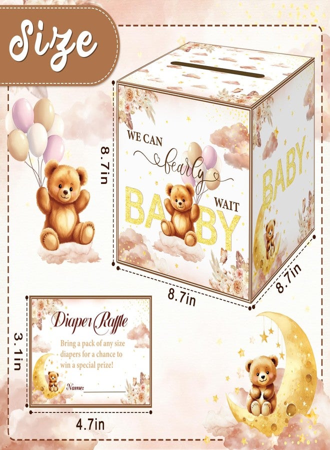 LANLISA Diaper Raffle Box with Tickets, We Can Bearly Wait Baby Shower Decorations, Bear Themed Baby Shower Decorations for Diaper Raffle Party Games - Image 3