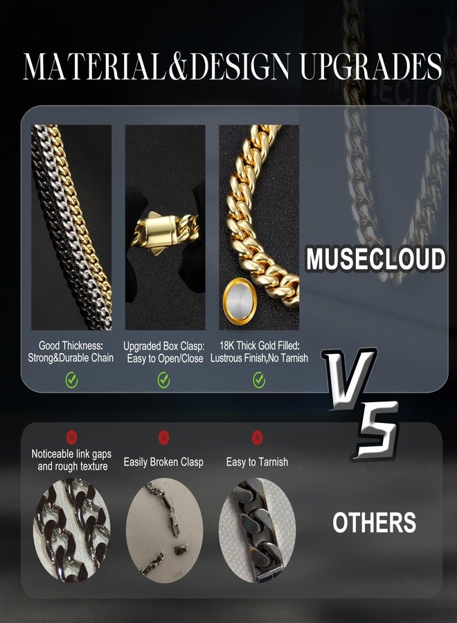 MUSECLOUD Gold Cuban Link Chain for Men Mens Stainless Steel Miami Curb Chains Necklace 5/8mm Thick Real Gold/Silver/Black Plated Diamond Cut Non-Tarnish Jewelry18-26 Inch, 18 in (46 cm), Gold, No - Image 5