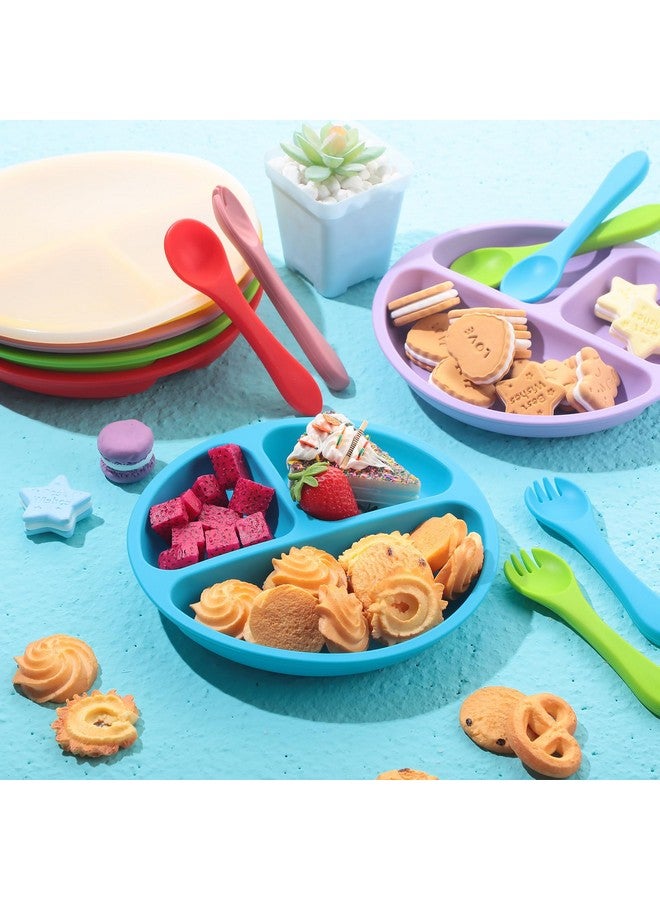 Meanplan 6 Pack Suction Plates With Lids Silicone Baby Plates Toddler Plates Divided Design Stay Put With Suction Feature Bpa Free Microwave And Dishwasher Safe Assorted Colors (Bright Colors) - Image 5