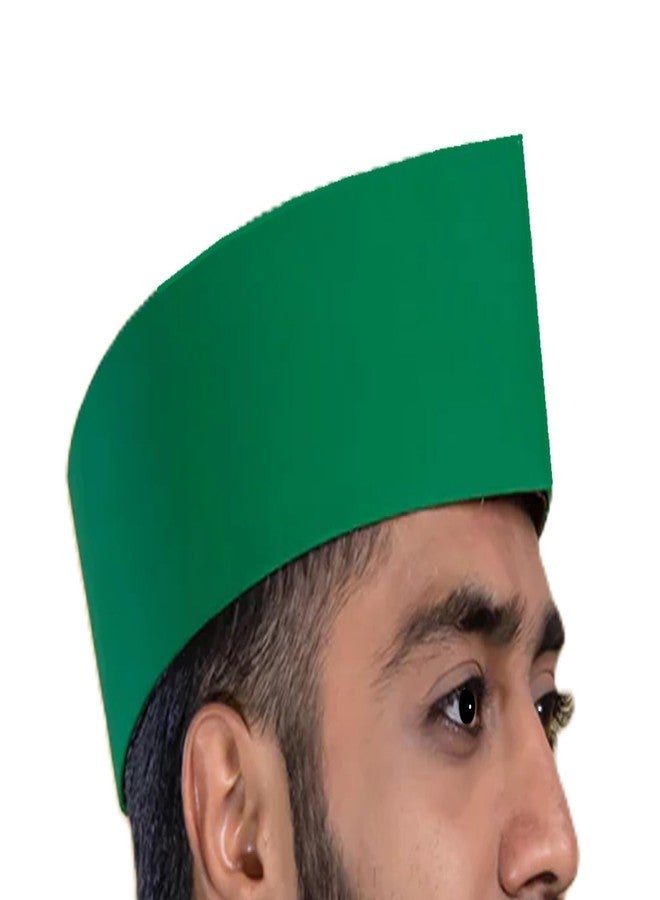 ATABZ Green Gandhi Topi/Nehru Cap/Traditional White Cap/Marathi Wedding Topi/Pooja Topi/Cap for Present in Functions/Maharashtrian Topi (Pack of 1 - Image 3