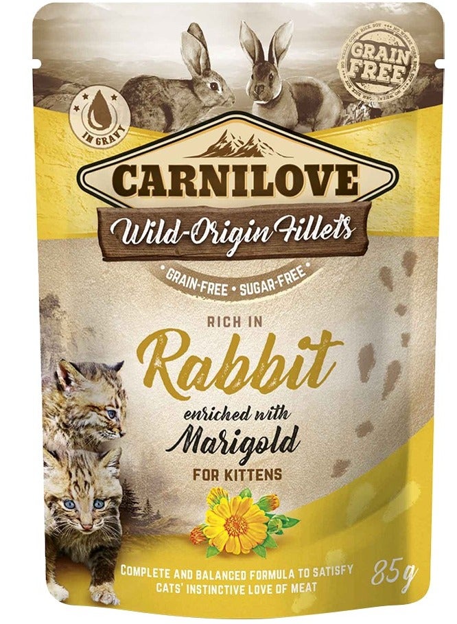 CARNILOVE Rabbit enriched with Marigold for Kittens (Wet Food Pouches) 24x85g - Image 1